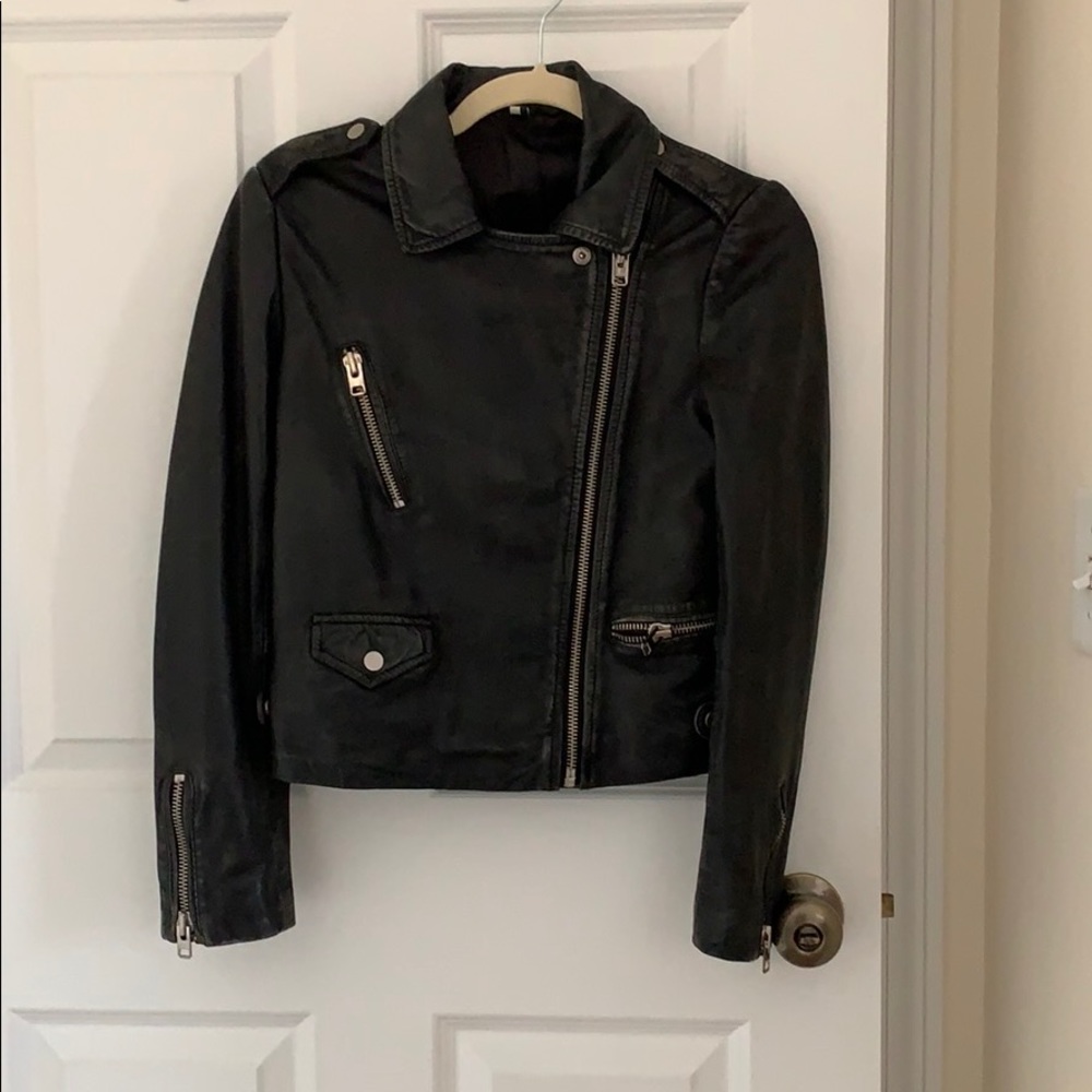 TOPSHOP Black Leather Jacket Size 4